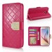 Bright Color Sheepskin Bling Rhinestone Decorated Leather Case Stand Cover with Card Holder for Samsung Galaxy S6 G920 - Red