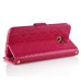 Bright Color Sheepskin Bling Rhinestone Decorated Leather Case Stand Cover with Card Holder for Samsung Galaxy S6 G920 - Red