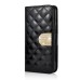 Bright Skin with Metal Diamond Studded Wallet Leather Case with Card Holder for iPhone 6 4.7 inch - Black