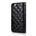 Bright Skin with Metal Diamond Studded Wallet Leather Case with Card Holder for iPhone 6 4.7 inch - Black