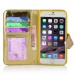 Bright Skin with Metal Diamond Studded Wallet Leather Case with Card Holder for iPhone 6 4.7 inch - Gold