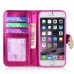 Bright Skin with Metal Diamond Studded Wallet Leather Case with Card Holder for iPhone 6 4.7 inch - Magenta