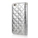 Bright Skin with Metal Diamond Studded Wallet Leather Case with Card Holder for iPhone 6 4.7 inch - Silver