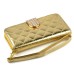 Bright Skin with Metal Diamond Studded Wallet Leather Case with Card Holder for iPhone 6 Plus - Gold