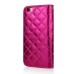 Bright Skin with Metal Diamond Studded Wallet Leather Case with Card Holder for iPhone 6 Plus - Magenta