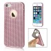 Bright Slim Metal Chain Lines Pattern TPU Soft Back Case Cover For iPhone 5 / 5s - Rose Gold