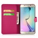 Butterfly Pattern Magnetic Leather Flip Case With Card Slot For Samsung Galaxy S6 Edge Plus - Magenta