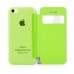 Caller ID View Window PU Leather Folio Flip Case With Transparent Back Cover For Apple iPhone 5C