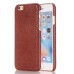 Cattle Hide Floral Printed Design Leather Back Case for iPhone 6/6S - Brown