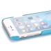 Cattle Hide Floral Printed Design Leather Back Case for iPhone 6/6S - Light blue