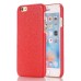 Cattle Hide Floral Printed Design Leather Back Case for iPhone 6/6S - Red