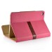 Classical Retro Trendy High Impact Folio Old Fashion Leather Flip Stand Case Folding Smart Cover With Belt Clip Buckle For iPad Mini 4 - Pink