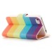 Color Drawing Design Stand Magnetic Wallet Leather Case with Card Slot for iPhone 4/4S - Rainbow