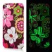 Colorful Artistic Luminous Hard Plastic Retro Flowers In Black Background Back Cover Case For iPhone 5 / 5s