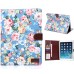 Colorful Floral Sleep / Wake Function Magnetic Stand Flip Leather Case with Card Slot for iPad Air 2 ( iPad 6 ) - Light Blue