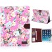 Colorful Floral Sleep / Wake Function Magnetic Stand Flip Leather Case with Card Slot for iPad Air 2 ( iPad 6 ) - Pink