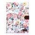 Colorful Floral Sleep / Wake Function Magnetic Stand Flip Leather Case with Card Slot for iPad Air 2 ( iPad 6 ) - White