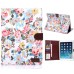 Colorful Floral Sleep / Wake Function Magnetic Stand Flip Leather Case with Card Slot for iPad Air 2 ( iPad 6 ) - White