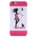 Colorful Painted Hard Back PC Shell Case Cover for iPhone 6 / 6s - Girl And Cat