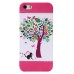 Colorful Painted Hard Back PC Shell Case Cover for iPhone SE/5s - Colorized tree and cat