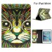 Colorful Picture Printed Artistic Cat Wallet Card Slot Stand Leather Smart Case For iPad Mini 4