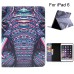 Colorful Picture Printed Artistic Elephant Wallet Card Slot Stand Leather Smart Case For iPad Air 2 (iPad 6)