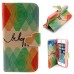 Colorful Picture Printed Be Happy Wallet Card Slot Stand Leather Case For iPhone 5 / 5s