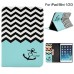 Colorful Picture Printed Black White Waves Anchor Wallet Card Slot Stand Leather Smart Case For iPad Mini 1 / 2 / 3