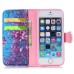 Colorful Picture Printed Blooming Flower Tree Wallet Card Slot Stand Leather Case For iPhone 5 / 5s