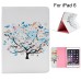 Colorful Picture Printed Blooming Tree Wallet Card Slot Stand Leather Smart Case For iPad Air 2 (iPad 6)