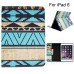 Colorful Picture Printed Blue Yellow Tribe Wallet Card Slot Stand Leather Smart Case For iPad Air 2 (iPad 6)