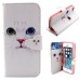 Colorful Picture Printed Cat Face Wallet Card Slot Stand Leather Case For iPhone 5 / 5s