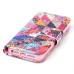 Colorful Picture Printed Flower Triangles Wallet Card Slot Stand Leather Case For iPhone 5 / 5s