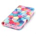 Colorful Picture Printed Hexagons Wallet Card Slot Stand Leather Case For iPhone 5 / 5s