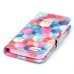 Colorful Picture Printed Hexagons Wallet Card Slot Stand Leather Case For iPhone 5 / 5s