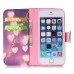 Colorful Picture Printed Make A Wish Wallet Card Slot Stand Leather Case For iPhone 5 / 5s