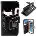 Colorful Picture Printed Mind Control Cat Wallet Card Slot Stand Leather Case For iPhone 5 / 5s