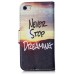 Colorful Picture Printed Never Stop Dreaming Wallet Card Slot Stand Leather Case For iPhone 5 / 5s