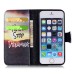 Colorful Picture Printed Never Stop Dreaming Wallet Card Slot Stand Leather Case For iPhone 5 / 5s