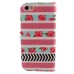 Colorful Picture Printed Pink White Stripes Wallet Card Slot Stand Leather Case For iPhone 5 / 5s