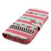 Colorful Picture Printed Pink White Stripes Wallet Card Slot Stand Leather Case For iPhone 5 / 5s