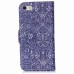 Colorful Picture Printed Purple Fine Flower Pattern Wallet Card Slot Stand Leather Case For iPhone 5 / 5s