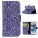 Colorful Picture Printed Purple Fine Flower Pattern Wallet Card Slot Stand Leather Case For iPhone 5 / 5s