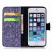 Colorful Picture Printed Purple Fine Flower Pattern Wallet Card Slot Stand Leather Case For iPhone 5 / 5s