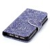 Colorful Picture Printed Purple Fine Flower Pattern Wallet Card Slot Stand Leather Case For iPhone 5 / 5s