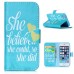 Colorful Picture Printed She Believed She Could So She Did Wallet Card Slot Stand Leather Case For iPhone 5 / 5s