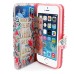 Colorful Picture Printed Though She Be But Little She Is Fierce Flower Wallet Card Slot Stand Leather Case For iPhone 5 / 5s