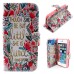 Colorful Picture Printed Though She Be But Little She Is Fierce Flower Wallet Card Slot Stand Leather Case For iPhone 5 / 5s