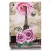 Colorful Printed PU Leather Case Cover for iPad Mini 1 / 2 / 3 - Roses And Ancient Eiffel Tower