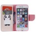 Colorful Printed PU Leather Flip Wallet Stand Case With Card Slots For iPhone 6/6s - Cute Panda